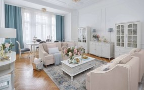 Canapea lemn masiv crem Extensibilă Elizabeth 225x94cm