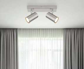 Aplica de perete / tavan cu 2 spoturi directionabile design modern ROBBY nickel mat