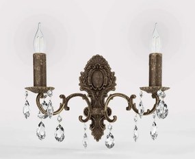 Aplica de perete 2 brate din alama si cristal Venezia