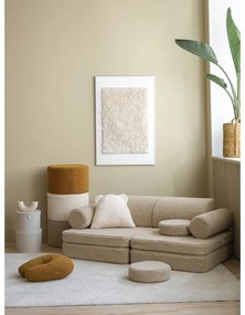 Canapea pentru copii maro deschis cu tapițerie din țesătură bouclé 132 cm Settee – Wigiwama