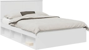 vidaXL Cadru de pat cu headboard Alb 140 x 200 cm Lemn de pin masiv