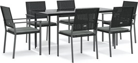vidaXL Set mobilier de grădină cu perne, 7 piese, poliratan și oțel