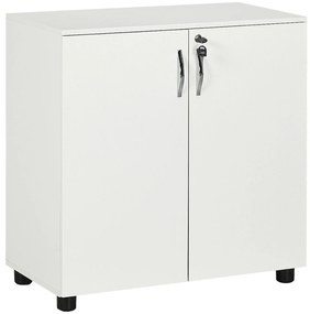 HOMCOM Mobilier de birou multifunctional cu Incuietoare, Dulapior pentru documente cu 2 usi si Raft interior, din Lemn, Alb, 80x40x80cm