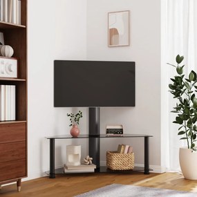 358169 vidaXL Suport TV de colț cu 2 niveluri pentru 32-70 inchi, negru