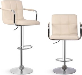 MIADOMODO Scaun de bar 2pcs, cu brațe, bej