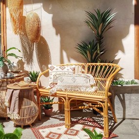 Bancheta Boho din ratan natur 105x63x80 cm