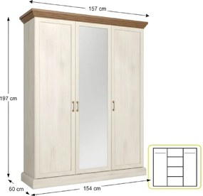 Dulap, pin nordic/ stejar sălbatic, ROYAL S3D