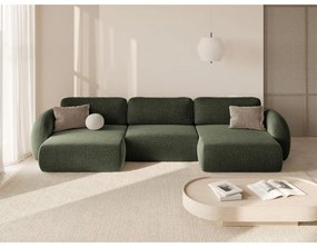 Colțar verde extensibil/cu spațiu de depozitare cu tapițerie din chenille (în formă de "U") Tonale – Cosmopolitan Design