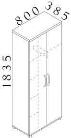 Dulap înalt lat Visio LUX 80 x 38,5 x 183,5 cm, nuc