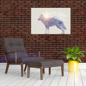 Tablou - Lupul arctic oglindit în peisaj sălbatic (90x60 cm)