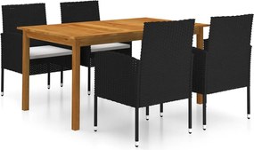 vidaXL Set mobilier de grădină, 5 piese, negru