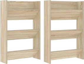 vidaXL Pantofare de perete, 2 buc., stejar sonoma, 60x18x90 cm, PAL