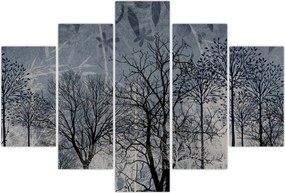 Tablou - Siluetă copac și frunze (150x105 cm)