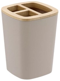 Cana pentru periuțe de dinți bej CALMA cu marcaj din bambus