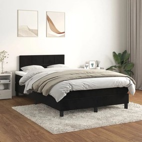 3141295 vidaXL Pat box spring cu saltea, negru, 120x200 cm, catifea