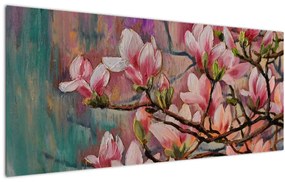 Tablou - Pictură în ulei, Sakura în floare (120x50 cm)