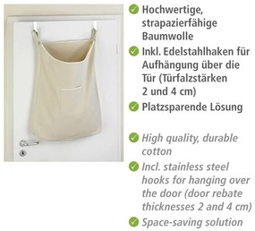 Coș de rufe suspendat Door Laundry, bej, 65 l