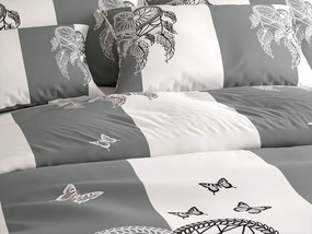 Lenjerie de pat din polibumbac TIRSO POLY gri-alb cu nasture Dimensiune lenjerie de pat: 70 x 90 cm | 140 x 200 cm