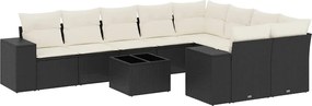 vidaXL Set canapele de grădină cu perne, 10 piese, negru, poliratan