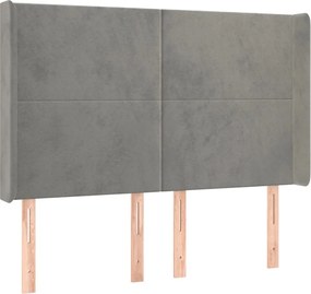 vidaXL Tăblie de pat cu aripioare gri deschis 147x16x118/128cm catifea