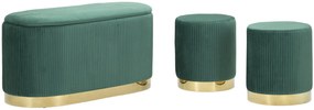 Mauro Ferretti Banca Cu Depozitare Și Taburet Shopy Green Set 3 Bucăți Cm 80X37X42-29X33 | Aosom Romania