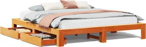 vidaXL Cadru de pat fără saltea, maro ceruit 200x200 cm lemn masiv pin