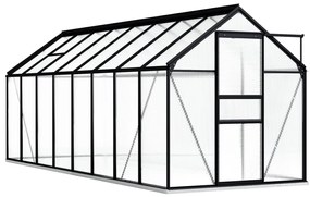 vidaXL Seră cu cadru de bază, antracit, 9,31 m², aluminiu