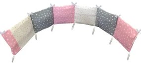 Aparatoare protectii laterale pat pufoase 120x60 cm h28cm Deseda Mix stelute roz