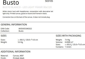 Tablou, Bust cu iluminat LED imprimat pe panza Busto 80x120cm