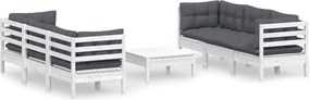 vidaXL Set mobilier grădină cu perne antracit, 7 piese, lemn masiv pin