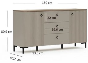 Comodă Demandaron 4 (taupe + stejar silverjack). 1116812