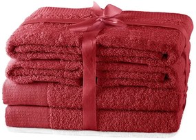 Prosoape de baie roșii 6 buc. din bumbac din frotir Amari – Restilo