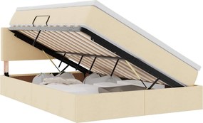 vidaXL Pat cu saltea și spațiu de depozitare Creme 140 x 190 cm