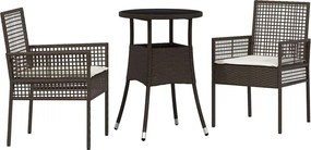vidaXL Set de masă pentru grădină 3 pcs Maro poliratan
