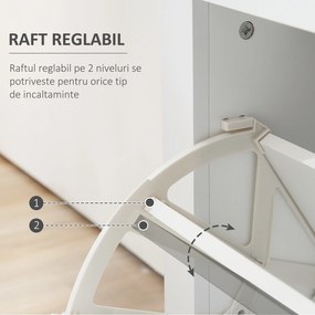 HOMCOM Suport pentru Pantofi cu 2 Sertare pentru 16 Perechi de Pantofi cu Etajeră Reglabilă și Raft din Sticlă, 89x23x96cm, Alb Lucios | Aosom Romania