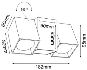 Brosline 2294 - Aplica spot de perete CUBE, 2x GU10, 10W, 230V, negru