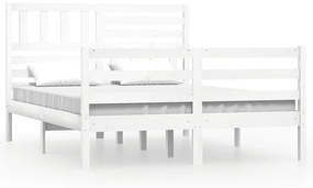 3101099 vidaXL Cadru de pat, alb, 160x200 cm, lemn masiv