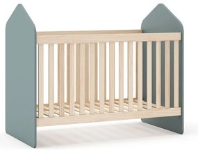 Pătuț în culoare naturală/verde prăfuit cu aspect de lemn de pin 60x120 cm Estefania – Marckeric