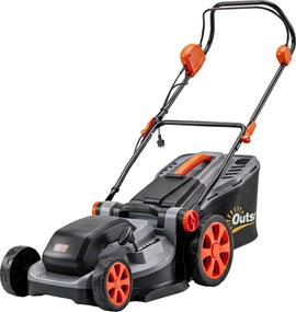 Outsunny Mașină de Tuns Iarba Electrică 1800W cu Lățime de Tăiere de 40cm, Funcție Mulching și Sac de 50L, Mâner Reglabil și Detașabil, 6 Niveluri de Tăiere, Gri Deschis | Aosom Romania