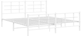 355633 vidaXL Cadru de pat metalic cu tăblie de cap/picioare, alb, 183x213 cm