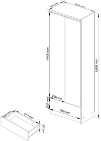 Dulap cu rafturi Renzo (alb + stejar sonoma). 1069572