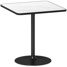HOMCOM Masă de dining pentru 4 persoane masă de bucătărie stil modern cu blat efect marmură și bază rotundă, 70 x 70 cm, alb | Aosom Romania