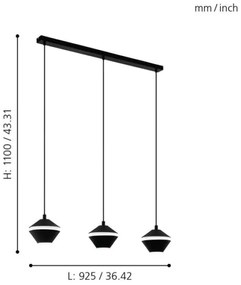 Eglo 98682 - Lustră LED PERPIGO pe cablu, 3x GU10, 5W, 230V