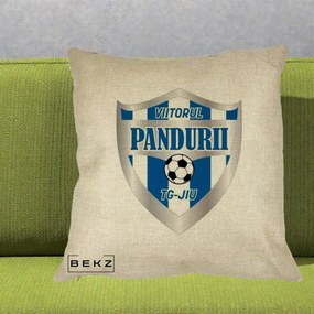 Perna Personalizata Pandurii Targu Jiu Fotbal, 40x40 cm, Crem, Husa Detasabila, Perna Inclusa, BEKZ®