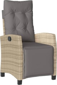 vidaXL Scaun de grădină rabatabil cu suport picioare mix bej poliratan