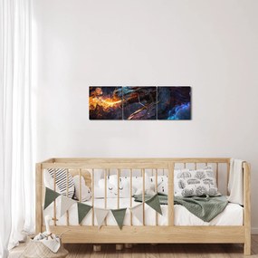 Tablou - Dragon scuipând flăcări (cu ceas) (90x30 cm)