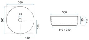 REA-U6630 - Lavoar pentru blat SAMI, diam. 36 cm, ceramică, alb, auriu periat