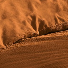 Lenjerie de pat portocalie-maro din muselină pentru pat dublu, extinsă 240x220 cm Angelia – douceur d'intérieur