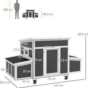 PawHut Adăpost din Lemn pentru Găini cu Cuib pentru Ouă pentru 6 Găini, Gri Închis | Aosom Romania