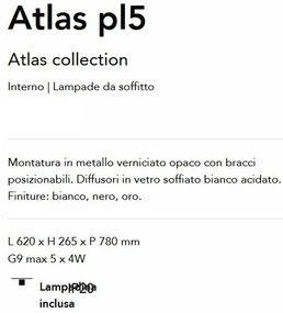 Lustra aplicata / Plafoniera moderna ajustabila Atlas pl5 negru